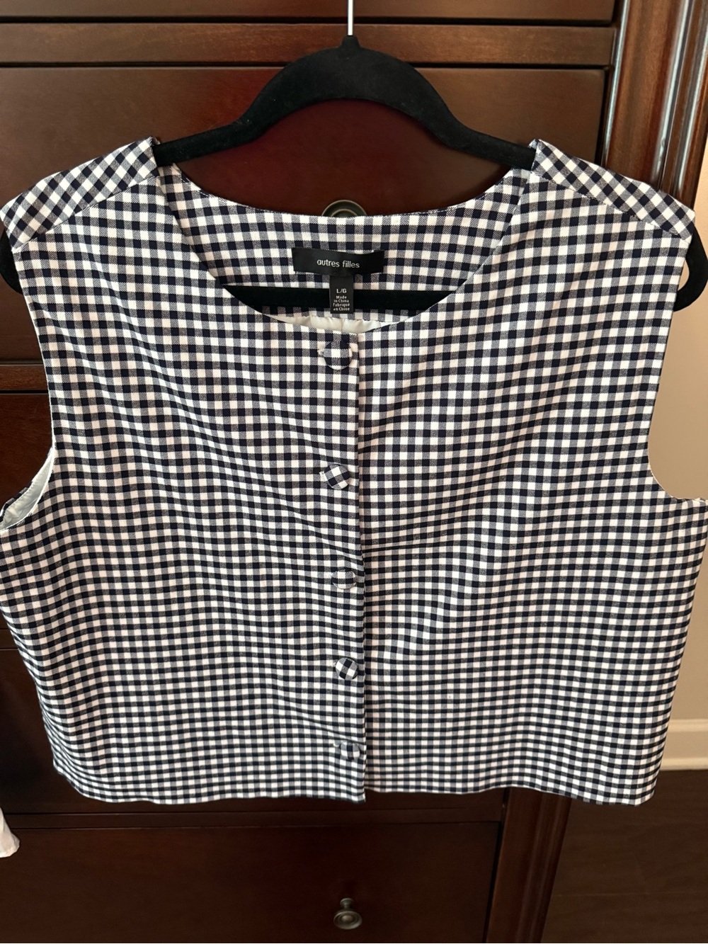 Black & White Gingham Sleeveless Crop Top